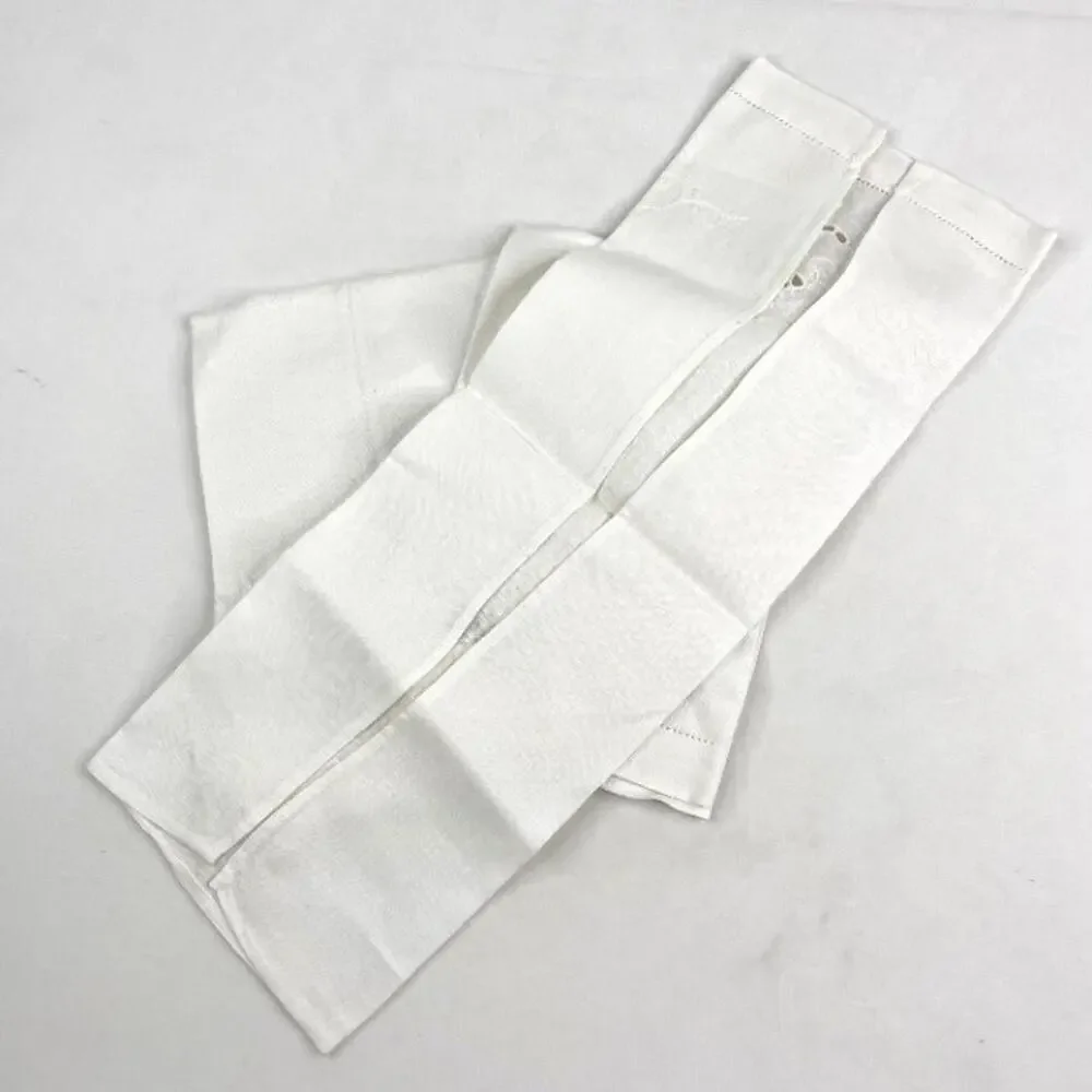 3 New White Eyelet Floral Guest Towels/Napkins